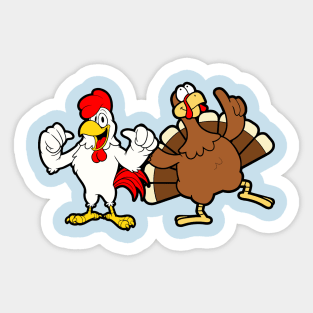 Rooster And Turkey Sticker